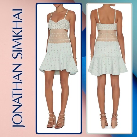 Jonathan Simkhai Mint Green Sleeveless Cutout Dress (size 8) - Picture 1 of 15